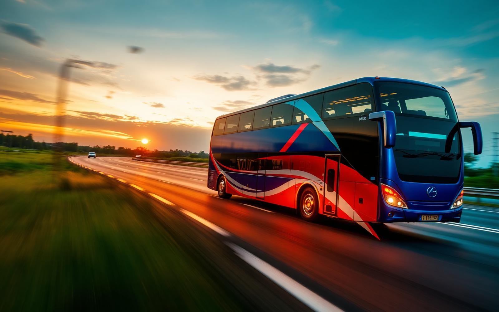 Autocar de luxe Bluebird Express sur la route